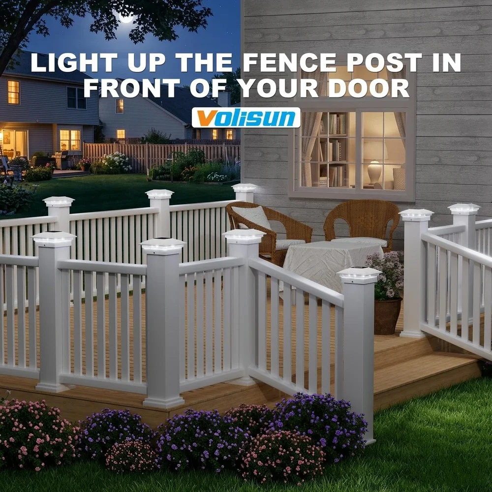 VOLISUN Solar Post Cap Lights 12 Pack White Warm White LED Fence Deck Outdoor